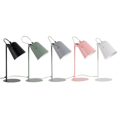 Industrial 8.7''W Desk Lamp with Metal Shade in Nordical Style, Black/White/Green/Pink
