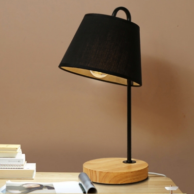 Industrial 15.35''H Table Lamp with Fabric Shade in Nordical Style, Black/White