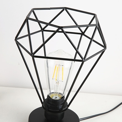 Industrial 7.8''W Table Lamp with Diamond Metal Cage in Black Finish
