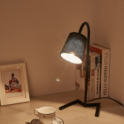 Industrial 13.3''W Desk Lamp with Fabric Shade in Black/White Finish