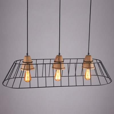 

Industrial 3 Light Multi Light Pendant Light with Metal Cage Frame in Nordical Style, 39.37''W, HL463078