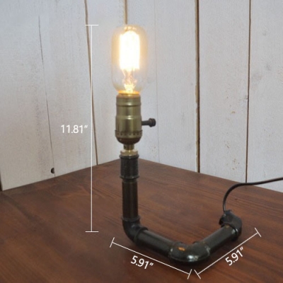 Industrial 6''W Desk Lamp with Pipe Lamp Base in Open Bulb Style