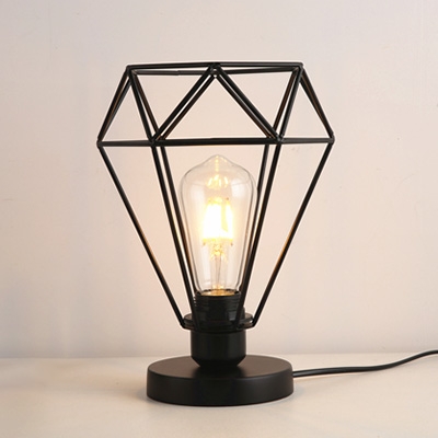 Industrial 7.8''W Table Lamp with Diamond Metal Cage in Black Finish