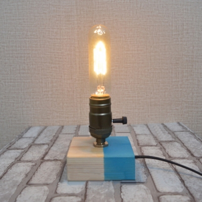 Industrial Mini Table Lamp with Colorful Lamp Base in Open Bulb Style