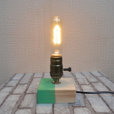 Industrial Mini Table Lamp with Colorful Lamp Base in Open Bulb Style