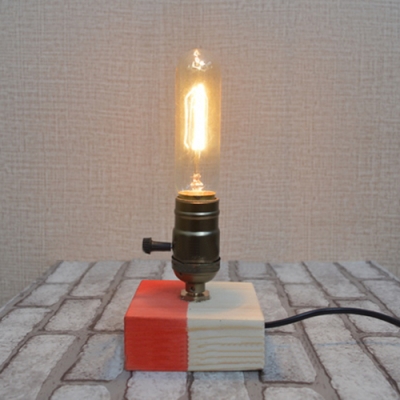 Industrial Mini Table Lamp with Colorful Lamp Base in Open Bulb Style