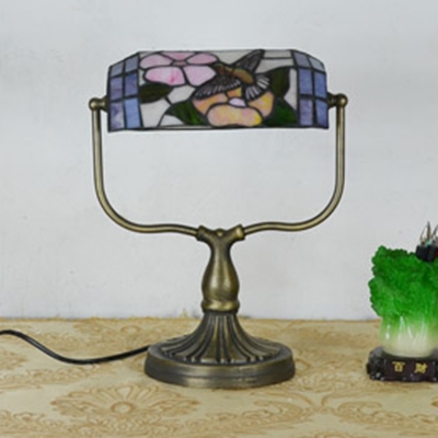 Tiffany Style Bank Lamp 1 Light Table Lamp with Multicolored Glass Shade