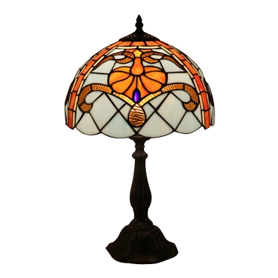 Baroque Dome Lampshade Design 18''H Table Lamp with Tiffany Colorful Glass