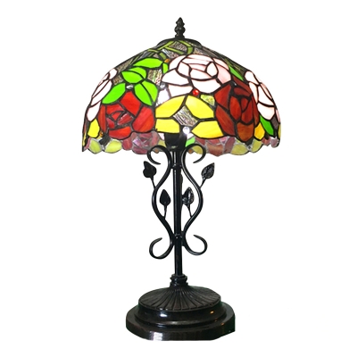 Multi Colored Fl Theme Dome, Stained Glass Table Lamp Base