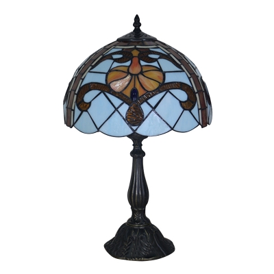 Baroque Dome Lampshade Design 18''H Table Lamp with Tiffany Colorful Glass