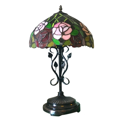 Multi-Colored Floral Theme Tiffany Dome Stained Glass Shade 20