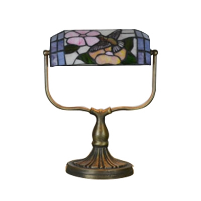 Tiffany Style Bank Lamp 1 Light Table Lamp with Multicolored Glass Shade