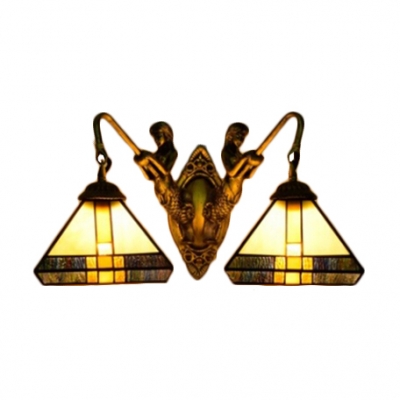 Doule Light Tiffany Style Mission Design Sconce with Mermaid Lampbase