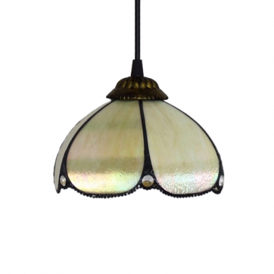 Tiffany Vintage Simple Pendant Light with 8''W Dome Glass Shade, Yellow