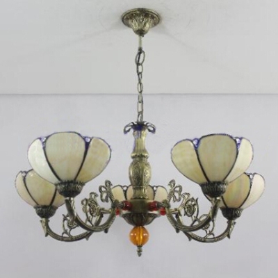 Lotus Shape Tiffany Style Stained Glass Lampshade Chandelier Light, 31