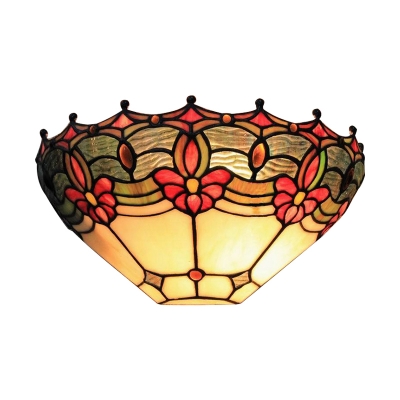 Tiffany Style Floral Multi-colors Hallway Wall Sconce,12 Inch
