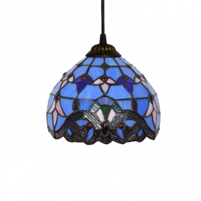 Blue Dome Glass Shade Pendant Light, 8