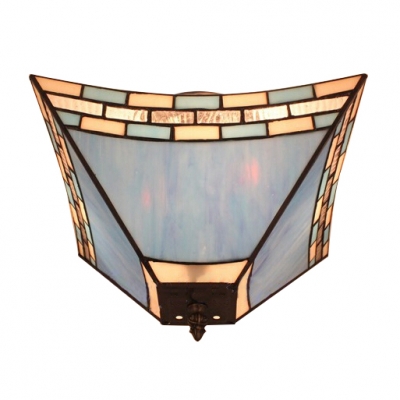 Blue Glass Flush Mount Ceiling Light in Tiffany Nautical Style with Stained Glass Shade