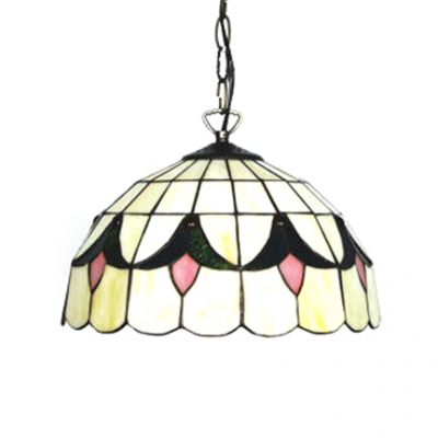 16-Inch Wide Tiffany Style Dome Glass Shade Hanging Lamp, Multicolored, 2 Light
