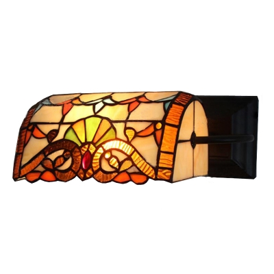 Victorian Design 1-light Banker Design Wall Sconce with Stained Glass