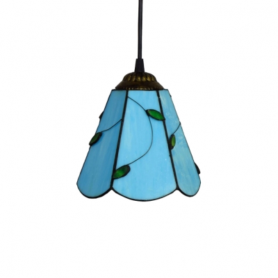 Blue Glass Shade Ceiling Fixture, Tiffany-Style 6