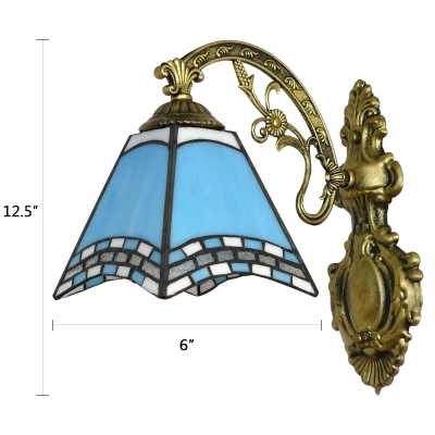 Brass Backplate Cone Glass Shade Tiffany 6