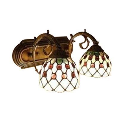Dome Shaped Tiffany Double Light Wall Lamp Down Lighting with Glass Shade in 16