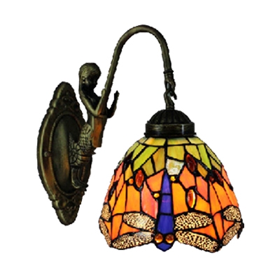 Lamp Base Dragonfly Pattern Glass Shade 6