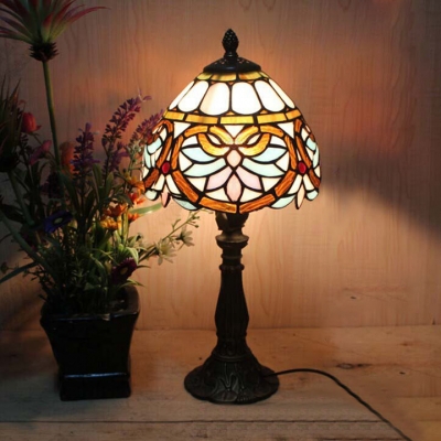 Baroque Style Table Lamp with Tiffany Dome Glass Shade 3 Sizes for Option