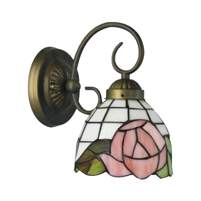 Dome Rose Pattern Glass Shade 6