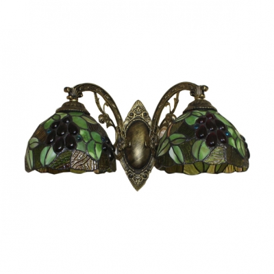 European Tiffany Style Fruit&Leaves 2 Light Wall Sconce in Antique Bronze Finish