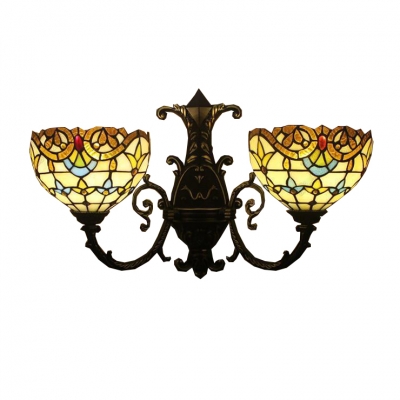 Victorian Tiffany Style Inverted 3 Light Hallway Sconce Lighting In