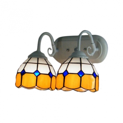 Tiffany Style Seashell Design Stained Glass Shade Wall Lamp in Blue/Orange, 14