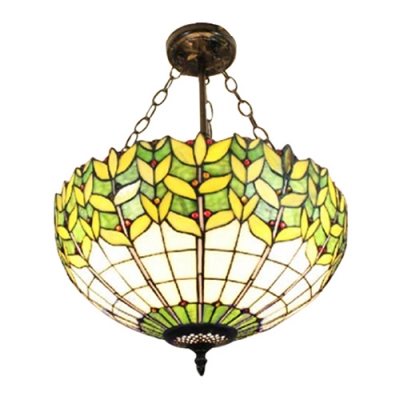 Floral Theme Bowl Shaped Pendant Light with 18