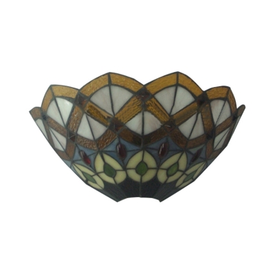 Tiffany-Style Victorian Design Stained Glass Shade Up Lighting Wall Lamp, 12