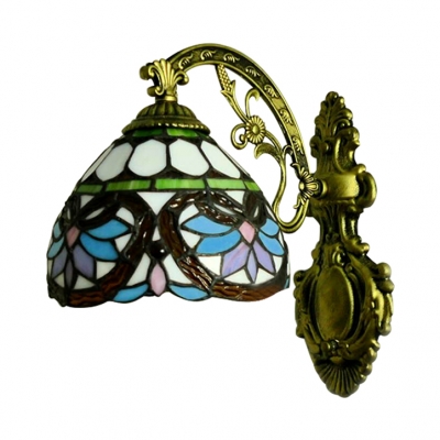 Vintage Victorian Design Tiffany Wall Lamp with Stained Glass Shade 8