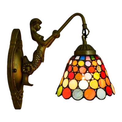 Tiffany Style Colorful Circle Glass Shade Wall Sconce for Bar Restaurant Bedroom