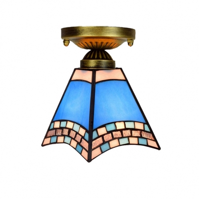 6 Inch Wide Tiffany Style Flush Mount Ceiling Light In The