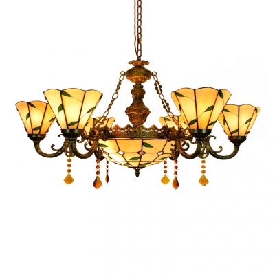 12"W Mini Green Leap Inverted Chandelier with 6-Light