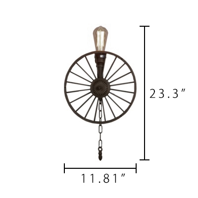 Industrial Style Single Light Wheel Pattern Wall Sconce Black-Gray for Indoor