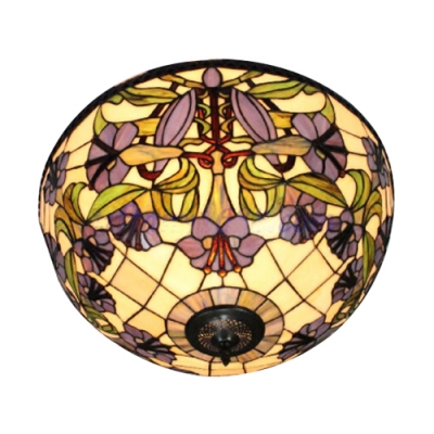 Foyer Lamp Tiffany Flush Mount Ceiling Light with 16