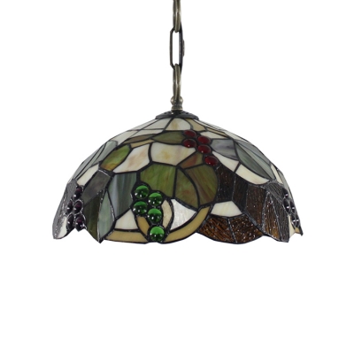 Fruit Pattern Tiffany Stained Glass Shade in Dome Shaped 12