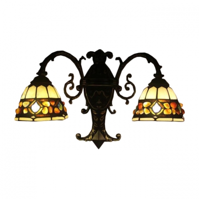 Colorful Stone Design Stained Glass Shade Sconce Lighting, Double Light