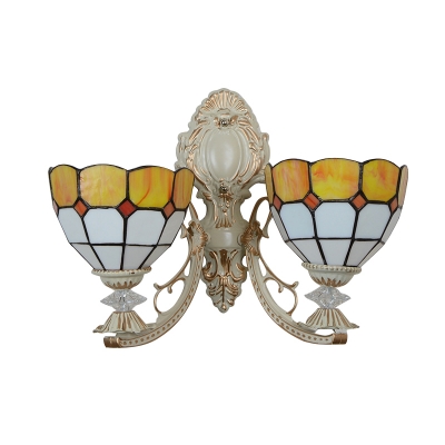 2 Light Double Wall Sconce Mediterranean with Tifany 14