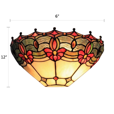 Tiffany Style Floral Multi-colors Hallway Wall Sconce,12 Inch