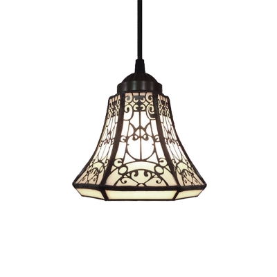 Geometric Shade Hanging Lamp Vintage Tiffany Mini Pendant with White & Black Glass Shade, 6