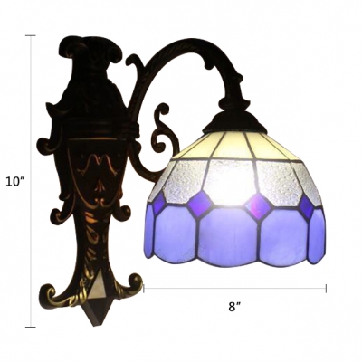 Indoor Simply Tiffany Style Wall Sconce with Colorful Glass Shade, 8