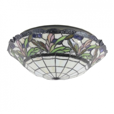 Tiffany Two Light Flush Mount Light in Rural Style with Colorful Glass Shade 16