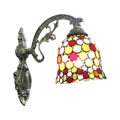 Bell Design Tiffany Style 8"W Single Light Wall Lamp Fixture with Colorful Bell Glass Shade