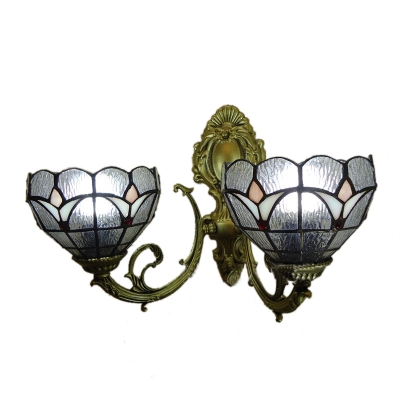 16-Inch Wide Tiffany Double Light Wall Sconce with Tulip Pattern Shade in Clear